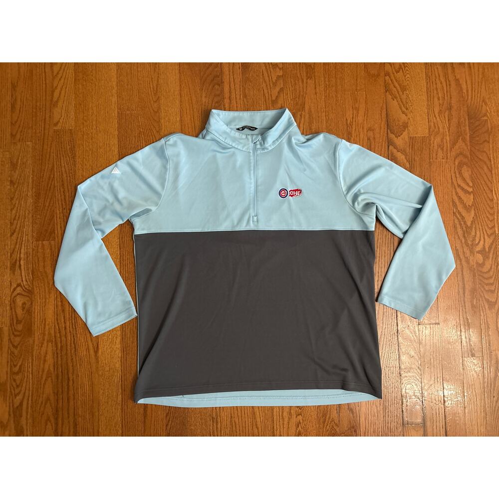 Chicago Cubs Long Sleeve Quarter Zip Lightweight Jacket- Blue Gray- Chi AZ- XXL